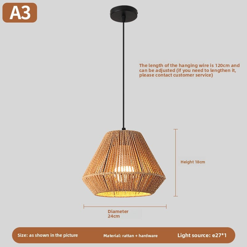 HEIKESZ Vintage Rope Pendant Light Industrial Iron Ceiling Lamp for Restaurant Bar Clothing BBQ Shop Retro Decor Commercial Lighting