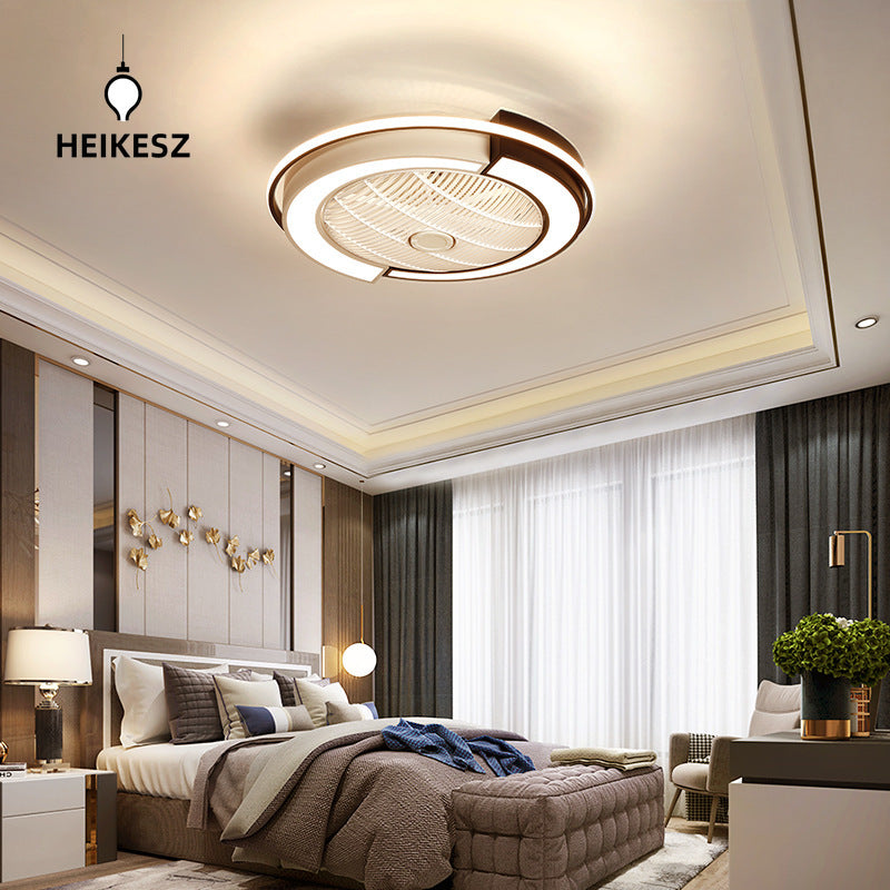 HEIKESZ Modern LED Ceiling Fan Light for Bedroom Home Use Energy Saving Quiet Ceiling Fan with Light Simple Design