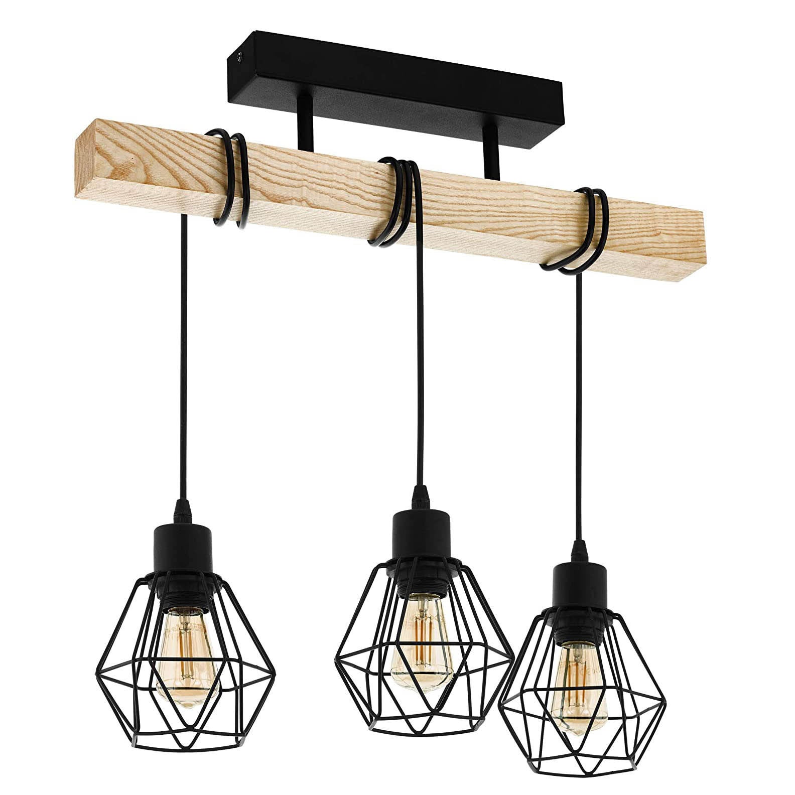 HEIKESZ Customer Dining Room and Study Room Coffee Shop Retro Industrial Style Clothing Store Bar Aisle Creative Lampshade Wood Strip Chandelier LED Light for Bedroom Night Aestitic Room Lamp