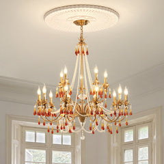 HEIKESZ Crystal chandelier French living room water drop lamp dining room lamp American hotel villa living room hall lamp light fixtures for celling lights
