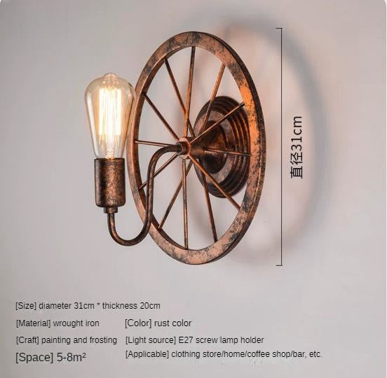 HEIKESZ Loft Vintage Industrial Style Pot Cover Wall Lamp American Simple Iron Wall Lamp Aisle Corridor Warehouse Balcony Dining-Room Lamp LED Light for Bedroom Night Aesthetic Room Lamp