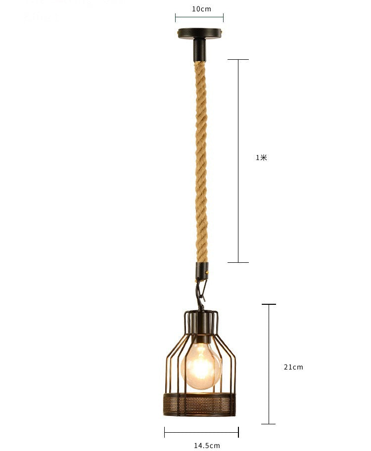 HEIKESZ Retro Industrial Style Creative Small Iron Cage Pendant Lamp Dining Room Bar Bedroom Balcony Light Nordic Simple Coffee Shop Pendant Lamp LED Light for Bedroom Night Aesthetic Room Lamp