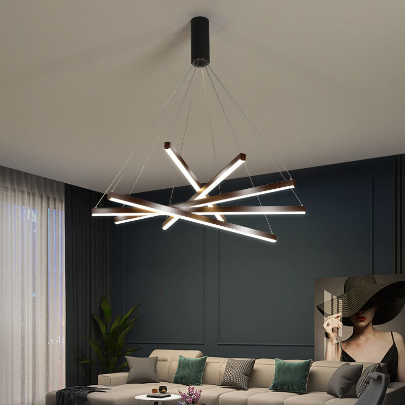 HEIKESZ Modern Stair Chandelier Minimalist LED Line Light for Living Room Bedroom Villa Ceiling Lighting Warm Light Creative Design