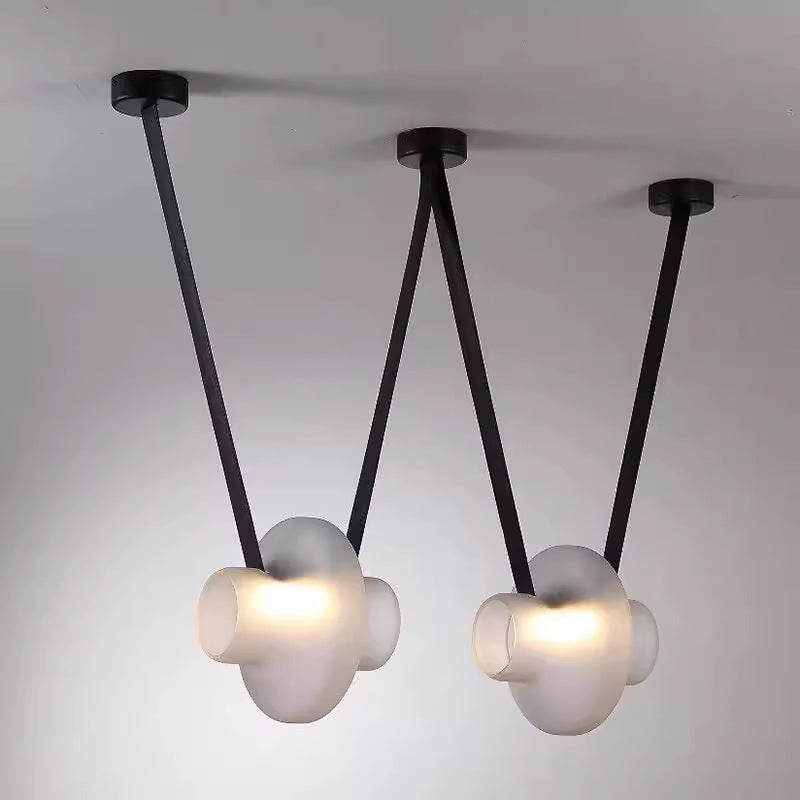 HEIKESZ Nordic new restaurant bar chandelier designer personalized creative study model room island platform belt glass chandelier lamp light fixtures for celling light