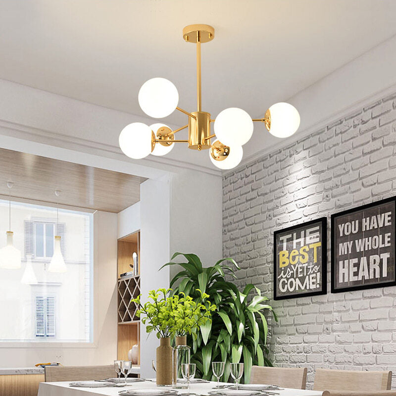 HEIKESZ Nordic Magic Bean Chandelier Post Modern Glass LED Ceiling Light for Living Room Bedroom Restaurant Creative Wrought Iron Lighting