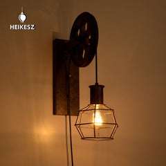 HEIKESZ 【One-year warranty, free shipping】LOFT Industrial Style Wall Lamp Restaurant and Cafe Leisure Bar Creative Pulley Lamp American Retro Bar Decoration Wall Lamp