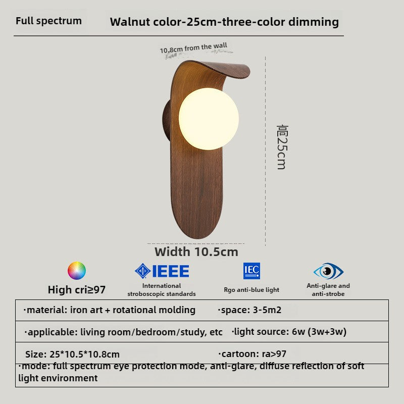 HEIKESZ Medieval style bedroom bedside wall lamp modern minimalist creative retro walnut background wall corridor led lamp