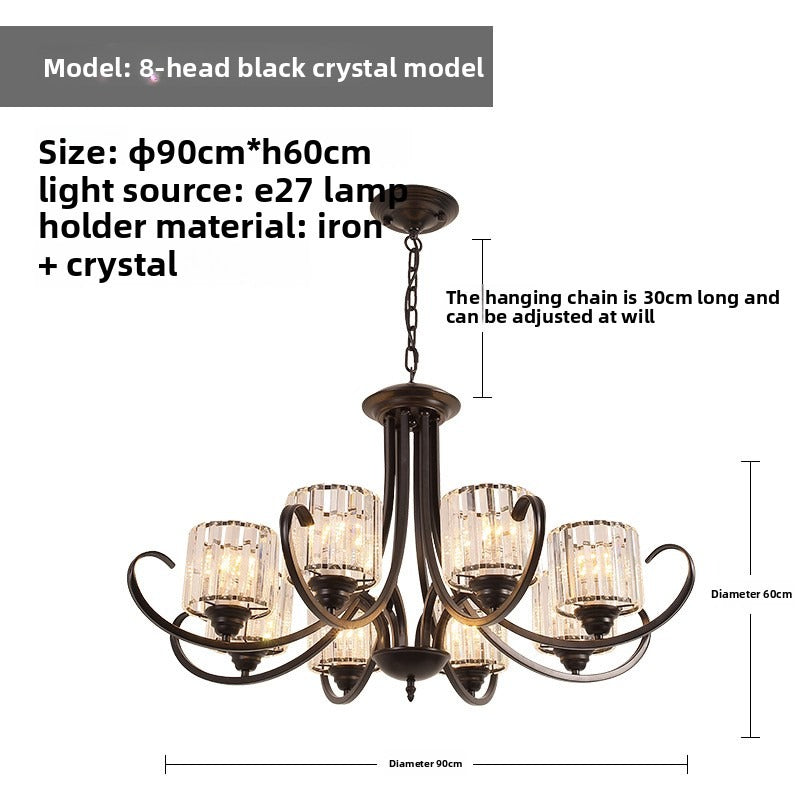 HEIKESZ Modern Luxury Iron Crystal Ceiling Light Zhongshan Lighting for Dining Room Villa Hall Bedroom Simple American Style Chandelier