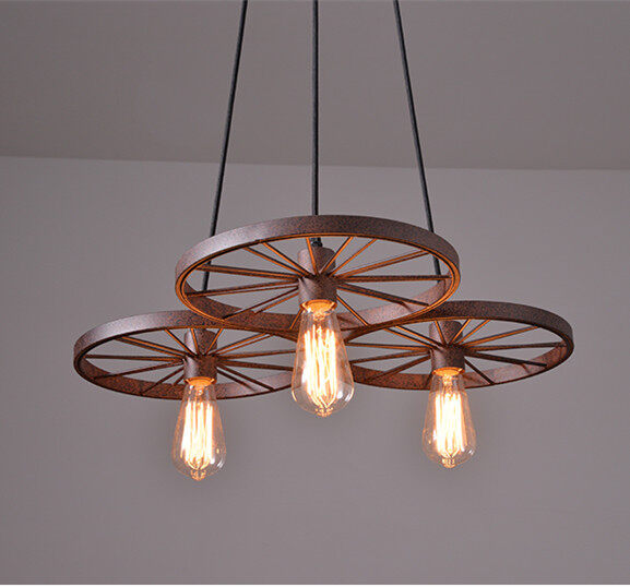 HEIKESZ American Country Creative Personality Industrial Style Chandelier Restaurant Clothing Store Bar Iron Wheel Creative Chandelier american style retro outdoor indoor retro bedroom lamp american-style Industrial wind