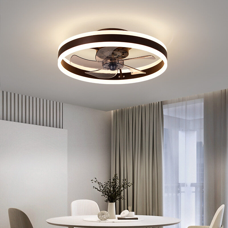 HEIKESZ LED Ceiling Fan Light Nordic Modern Design Invisible Fan Lamp for Bedroom Dining Room Balcony One-year Warranty  Energy Saving