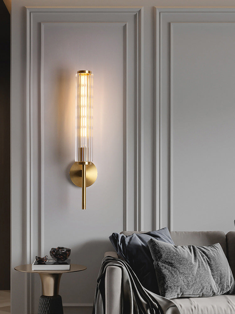 HEIKESZ Copper Wall Lamp Luxury Hotel Aisle Corridor Light Creative Crystal Bedroom Bedside Lamp Living Room Wall Light Bulb