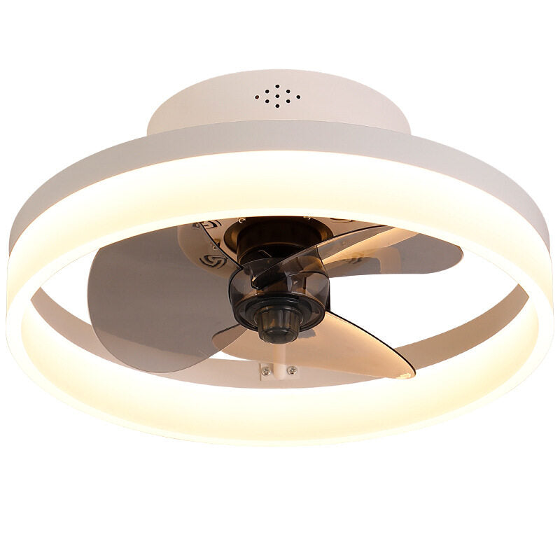 HEIKESZ Nordic Ceiling Fan Light with LED Strip Modern Minimalist Design Invisible Fan Lamp for Bedroom Dining Room Home Living Room
