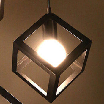 HEIKESZ American Creative Iron Restaurant Retro Industrial Style Loft Chandelier Simple Single-Head Bedroom Square Chandelier american style retro outdoor indoor retro bedroom lamp american-style Industrial wind