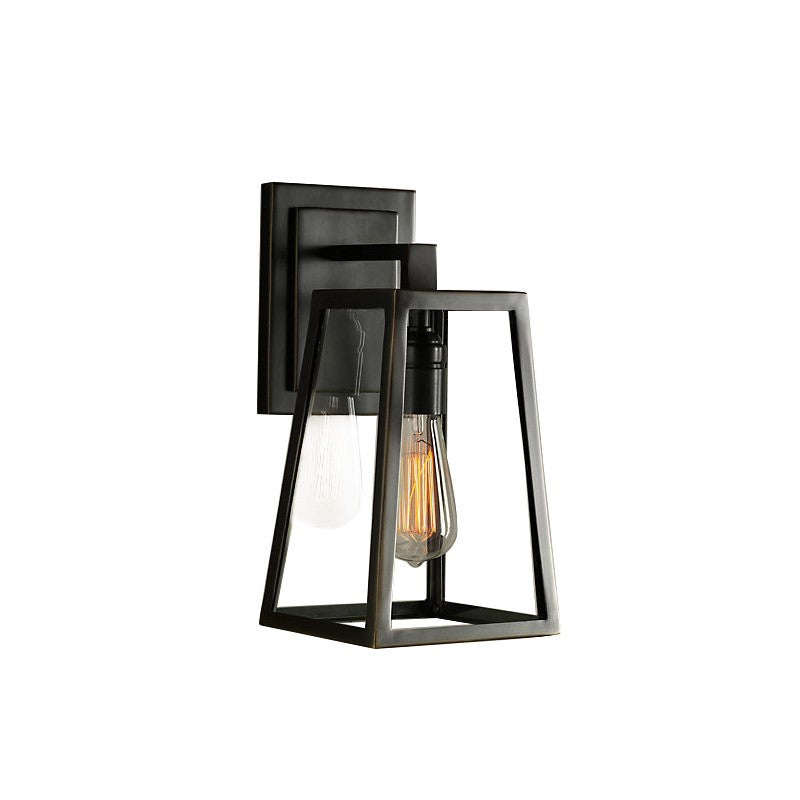 HEIKESZ American Industrial Style Wall Lamp Creative Wrought Iron Glass Box Wall Retro Restaurant Coffee Shop Aisle Corridor Bed Mirror Front Lamp LED Light for Bedroom Night Aesthetic Room Lamp