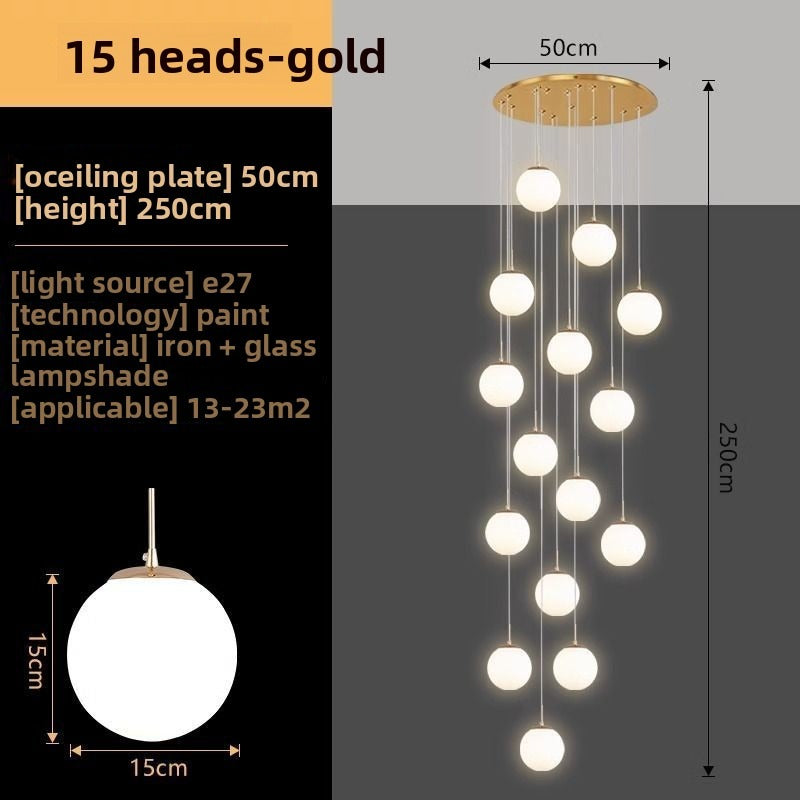 HEIKESZ Nordic modern simple revolving staircase long chandelier duplex building apartment high villa living room building middle floor chandelier lamp light fixtures for celling light