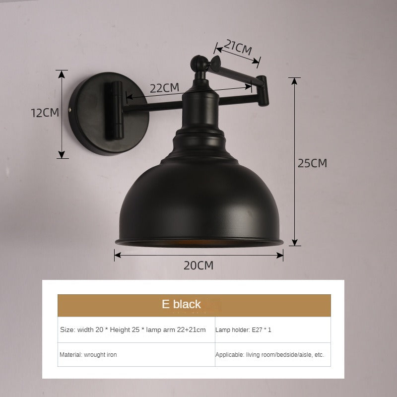 HEIKESZ In Chinese Antique Style Rocker Arm Wall Lamp Bedroom Bedside Lamp Retractable Folding Study Reading Lamp in the Living Room American Standard European Standard Wall Lamp