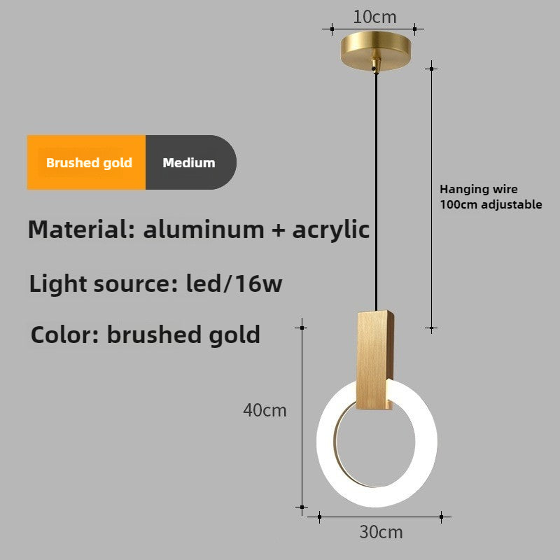 HEIKESZ Nordic bedside small chandelier light luxury simple modern personality creative bar counter bedroom background wall Led ring chandelier lamp light fixtures for celling light