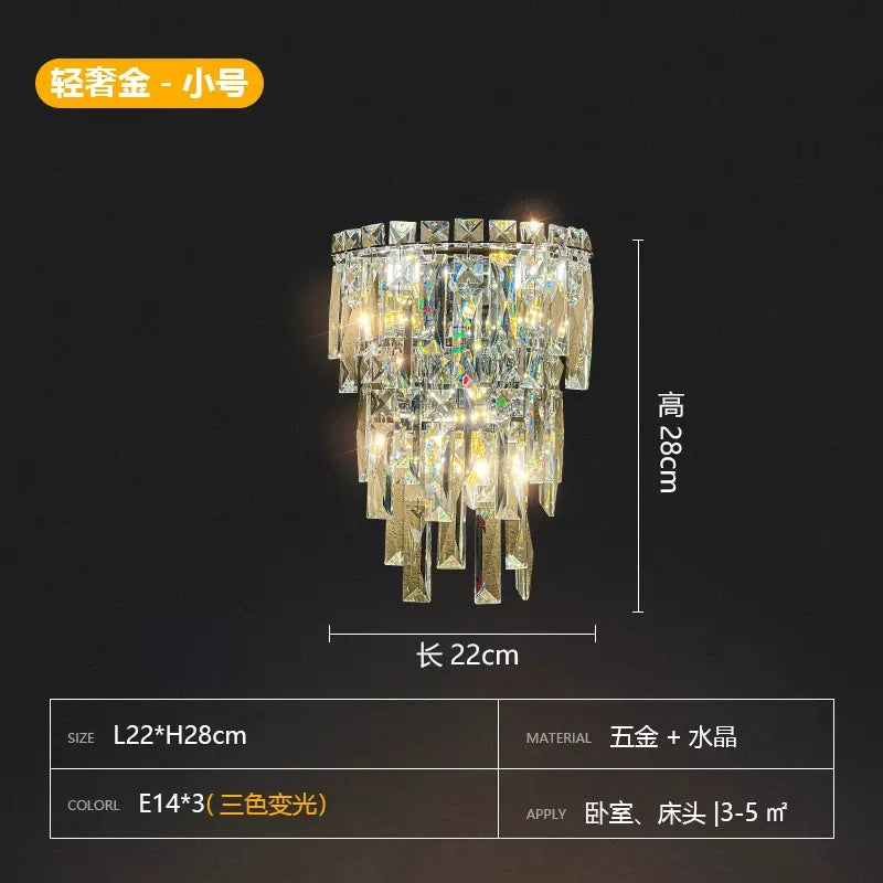 HEIKESZ Cross Border Luxury Crystal Wall Light Bedroom Nightstand Lamp French Sconce for Living Room Background Wall Ambience
