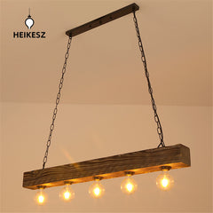 HEIKESZ Retro Solid Wood Lamp Dining Room/Living Room Restaurant Hot Pot Restaurant Private Room Creative Industrial Style Bar Counter Coffee Shop Cross-Border Chandelier LED Light for Bedroom Night Aesthetic Room Lamp