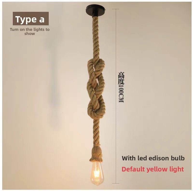 HEIKESZ Vintage Industrial Ceiling Light for Cafe Restaurant Bar Clothing Store with Rope Decoration Retro Style Hanging Lamp