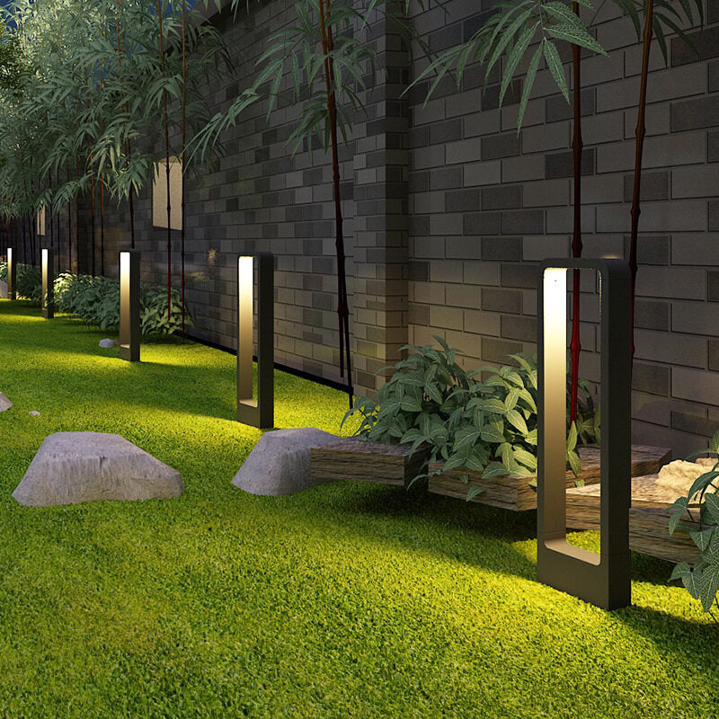 HEIKESZ Oriental Gate Outdoor LED Lawn Lamp Waterproof Warm Light for Garden Villa Community Landscape Lighting