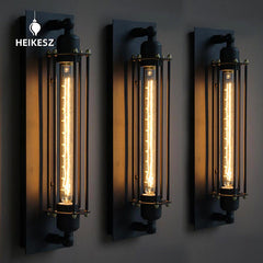 HEIKESZ European-Style Creative Aisle Long Di Wall Lamp American Retro Industrial Style Bedside Rectangular Bedroom Wall Lamp american style retro outdoor indoor retro bedroom lamp american-style Industrial wind