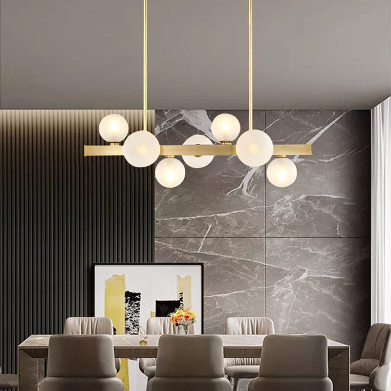 HEIKESZ Modern Luxury All-Copper Chandelier Nordic LED Dining Light for Restaurant Coffee Shop Bar Ceiling Lighting