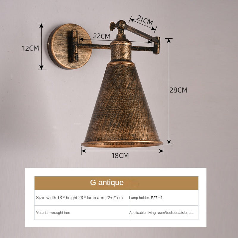 HEIKESZ In Chinese Antique Style Rocker Arm Wall Lamp Bedroom Bedside Lamp Retractable Folding Study Reading Lamp in the Living Room American Standard European Standard Wall Lamp