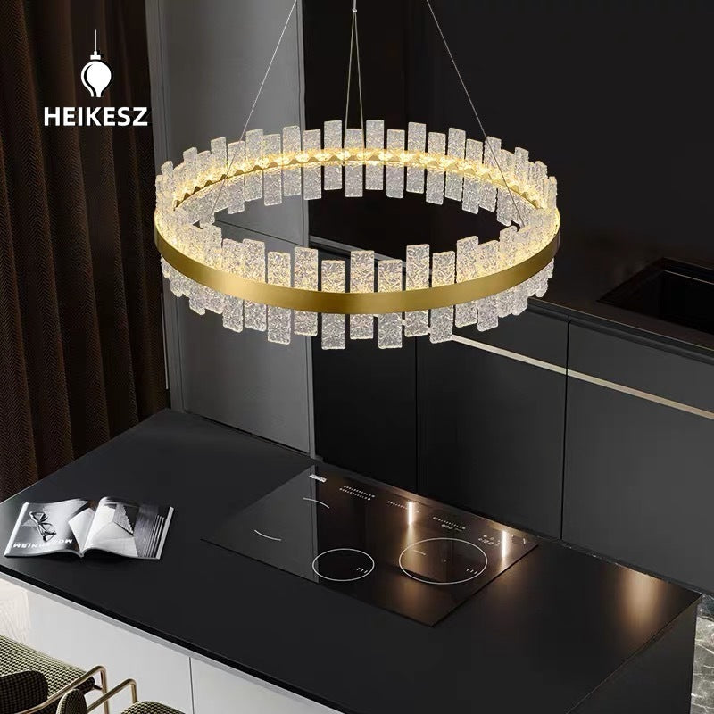 HEIKESZ Luxury Modern Ceiling Light Stainless Steel Round Chandelier for Bedroom Living Room Home Decor
