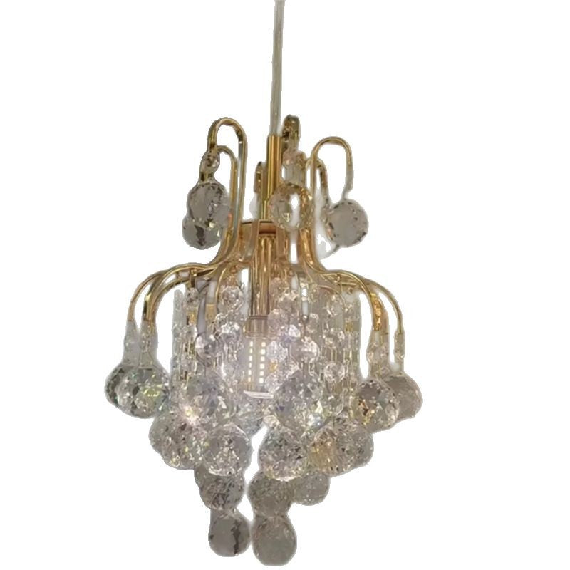 HEIKESZ French light luxury crystal small chandelier fruitful modern simplicity high sense porch aisle bedroom bedside lamp light fixtures for celling light