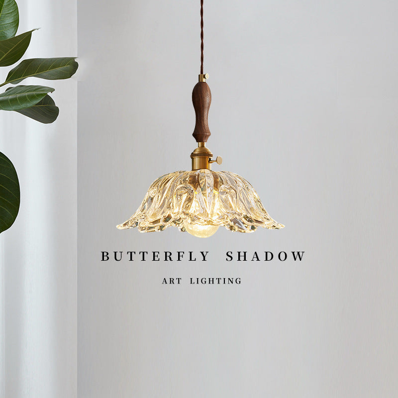 Vintage Pendant Light Mid Century Modern Bedroom Ceiling Lamp Walnut Wood Retro Wabi Sabi Japanese Style Cream Aesthetic Dining Room Corridor Hanging Light
