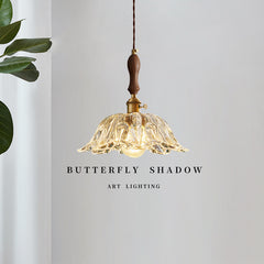 Vintage Pendant Light Mid Century Modern Bedroom Ceiling Lamp Walnut Wood Retro Wabi Sabi Japanese Style Cream Aesthetic Dining Room Corridor Hanging Light