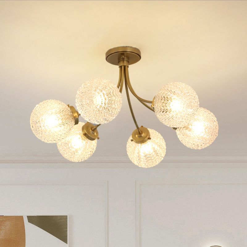 HEIKESZ French light luxury bedroom ceiling lamp American medieval vintage living room lamp dining room study all copper glass chandelier lamp light fixtures for celling lights