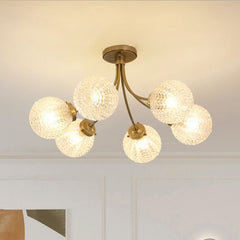 HEIKESZ French light luxury bedroom ceiling lamp American medieval vintage living room lamp dining room study all copper glass chandelier lamp light fixtures for celling lights