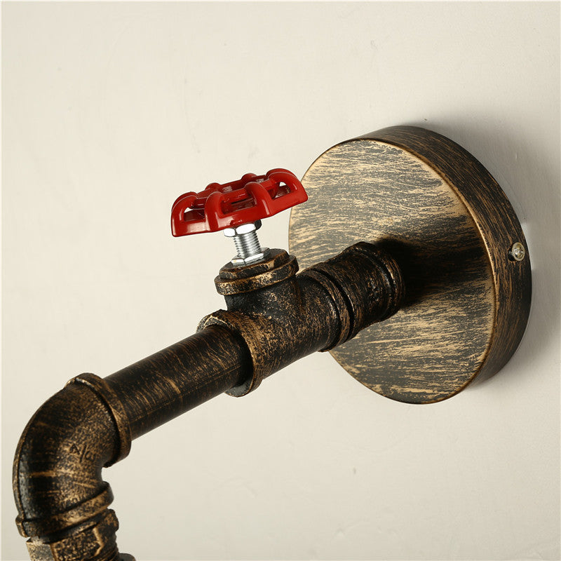 HEIKESZ American retro wall lamp, restaurant bar clothing store aisle decorative wrought iron water pipe wall lamp