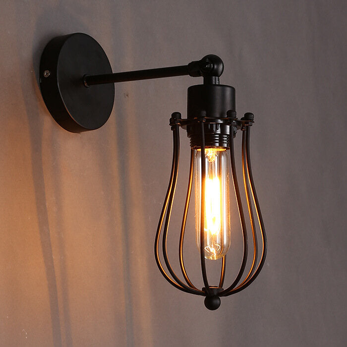HEIKESZ Nordic American Retro Living Room Balcony Aisle Light Small Iron Frame LED Wall Lamp Creative Country Nostalgic Single Head Pendant Lamp american style retro outdoor indoor retro bedroom lamp american-style Industrial wind