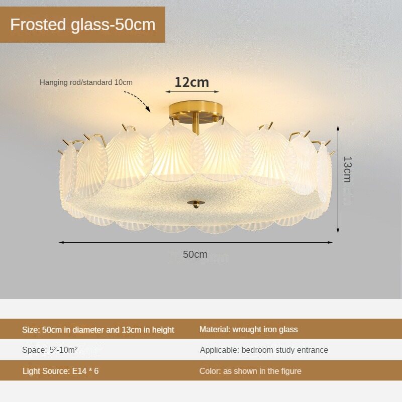 New Living Room Crystal Glass Ceiling Lamp Internet Celebrity Romantic Shell Crystal Ceiling Lamp Modern Princess Room Bedroom Light