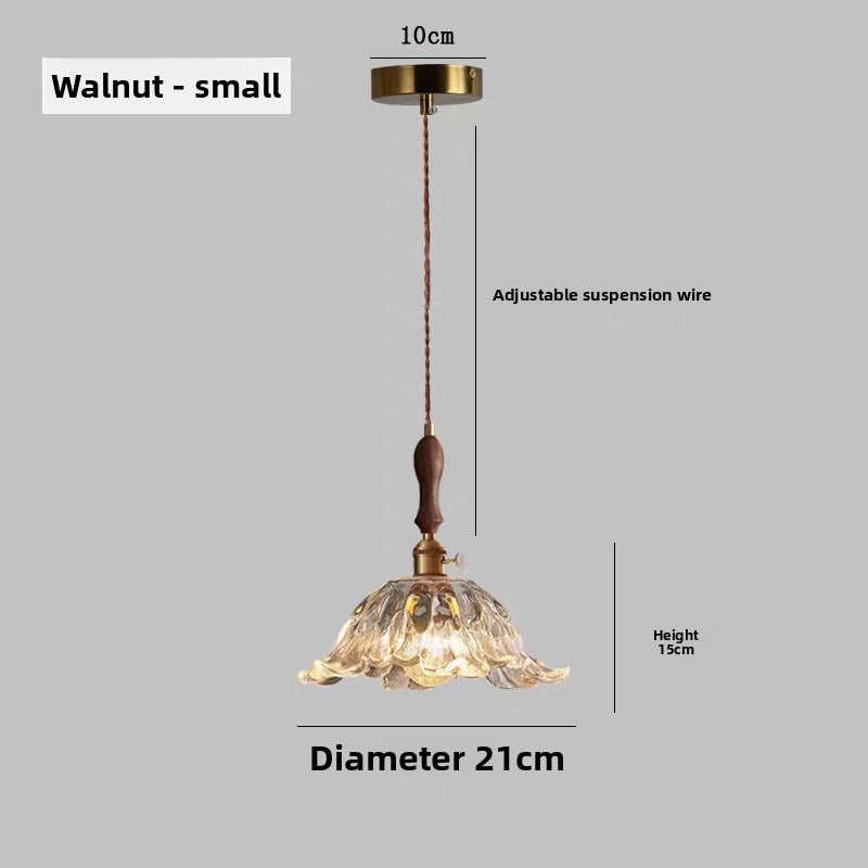 Vintage Pendant Light Mid Century Modern Bedroom Ceiling Lamp Walnut Wood Retro Wabi Sabi Japanese Style Cream Aesthetic Dining Room Corridor Hanging Light