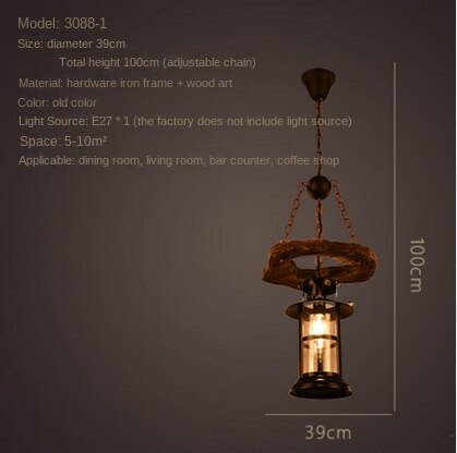 HEIKESZ 【One-year warranty, free shipping】American Retro Industrial Style Restaurant Coffee Shop Boat Wooden Decorative Chandelier Creative Bar Restaurant Box Nostalgic Lamps