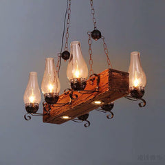 HEIKESZ Retro boat wood chandelier industrial style American restaurant wine bar barber clothing store Internet cafe clear bar lamps