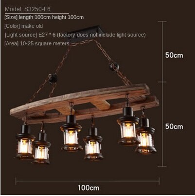 HEIKESZ 【One-year warranty, free shipping】American Retro Industrial Style Restaurant Coffee Shop Boat Wooden Decorative Chandelier Creative Bar Restaurant Box Nostalgic Lamps