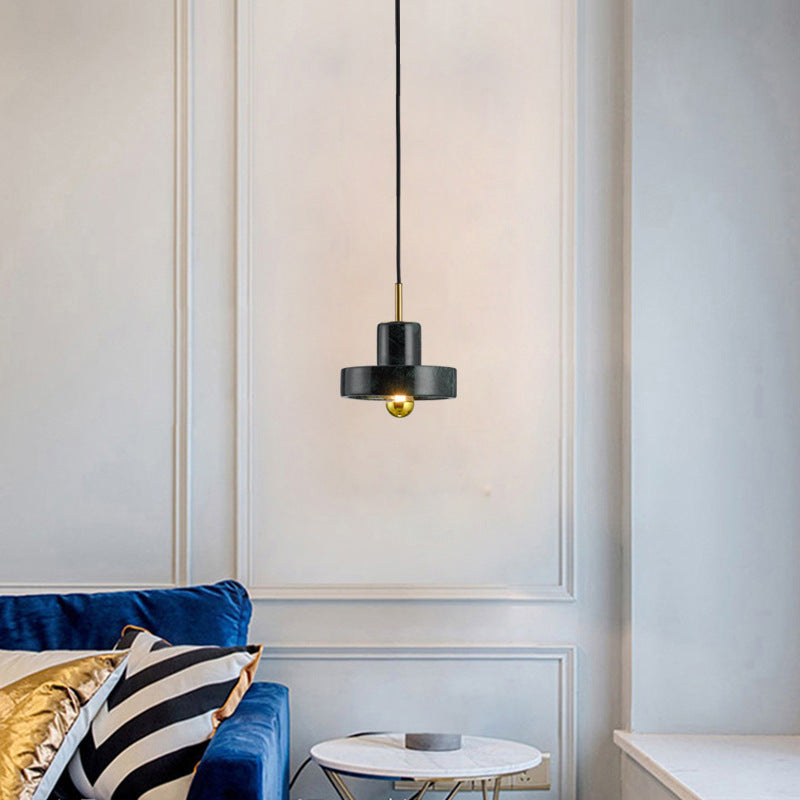 HEIKESZ Modern Single Three Head Small Droplight Nordic Brass Marble Planet Chandelier for Bedroom Living Room Decor