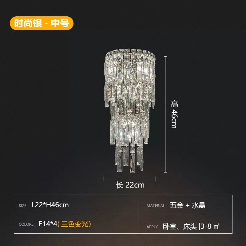 HEIKESZ Cross Border Luxury Crystal Wall Light Bedroom Nightstand Lamp French Sconce for Living Room Background Wall Ambience