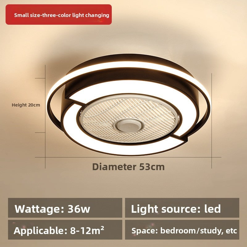 HEIKESZ Modern LED Ceiling Fan Light for Bedroom Home Use Energy Saving Quiet Ceiling Fan with Light Simple Design