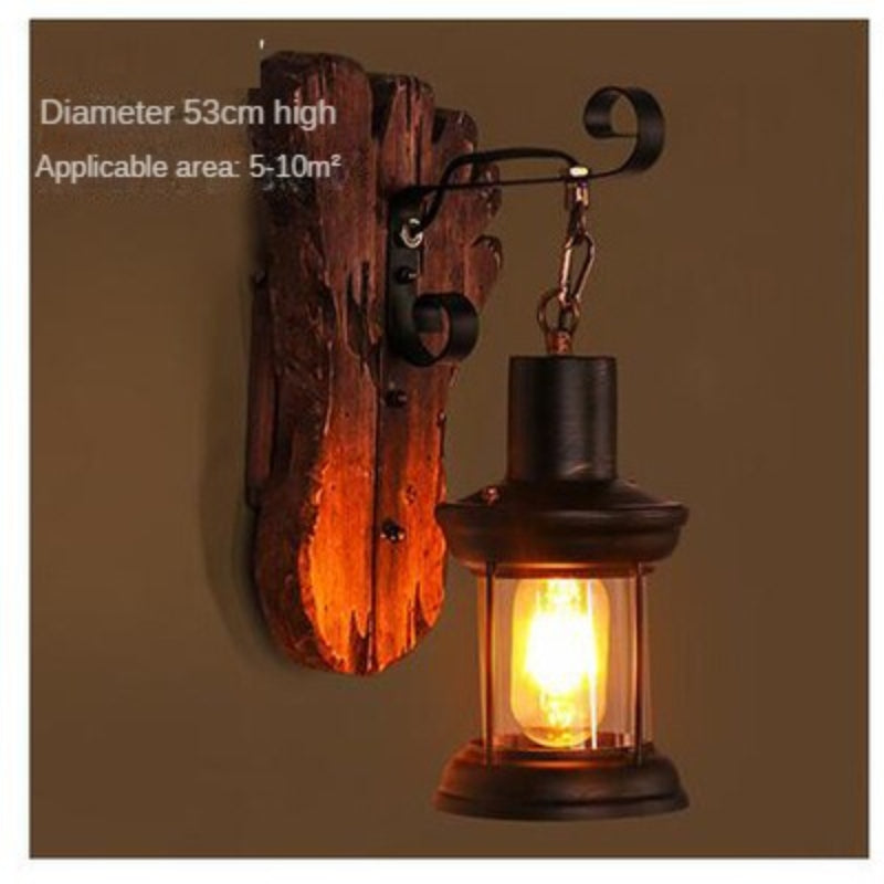 HEIKESZ American Retro Balsa Boat Wood Wall Lamp Dining Room Coffee Shop Light Loft Industrial Style Creative Bar Aisle Nostalgic Lamp LED Light for Bedroom Night Aesthetic Room Lamp