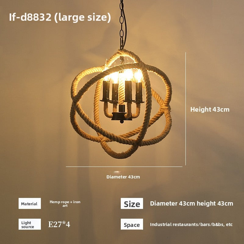 HEIKESZ Vintage Rope Ceiling Light Industrial Iron Pendant Lamp for Restaurant Bar Clothing BBQ Shop Retro Decor Commercial Lighting