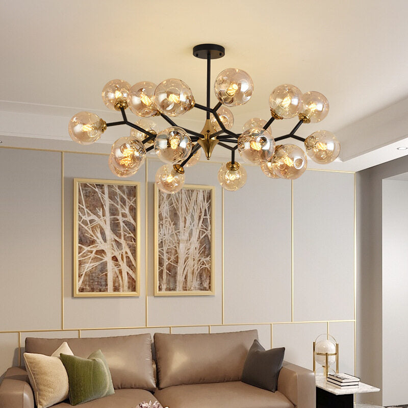 HEIKESZ Nordic Magic Bean Molecular Lamp Modern Glass Ball Chandelier for Living Room Bedroom Dining Room Warm Lighting Ceiling Decor
