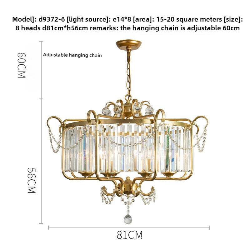 HEIKESZ Factory direct sales American chandelier living room lamp dining room light luxury crystal lamp study simple atmospheric lamp bedroom lighting
