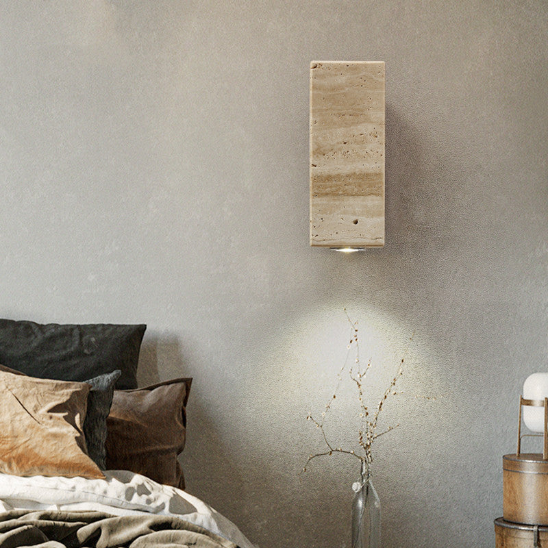 HEIKESZ Natural Yellow Cave Stone Wall Lamp Japanese Style Silent Bedroom Bedside Light for Living Room