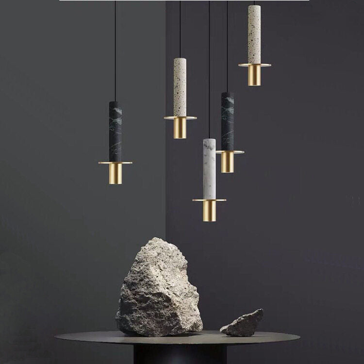 HEIKESZ Modern Minimalist Droplight Art Marble Terrazzo Single Head Bedside Lamp for Restaurant Bar Decor